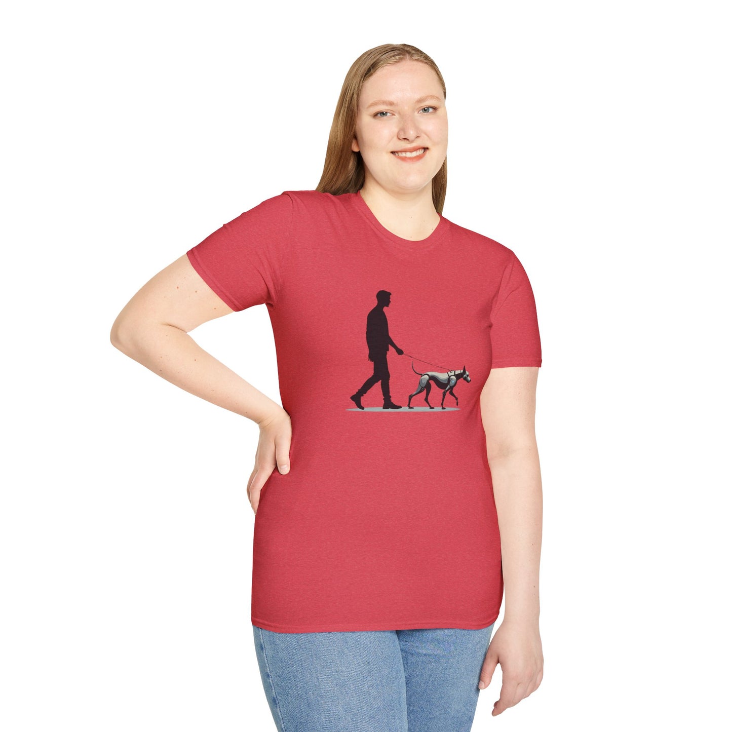 Robot Dog Walking Unisex Softstyle T-Shirt