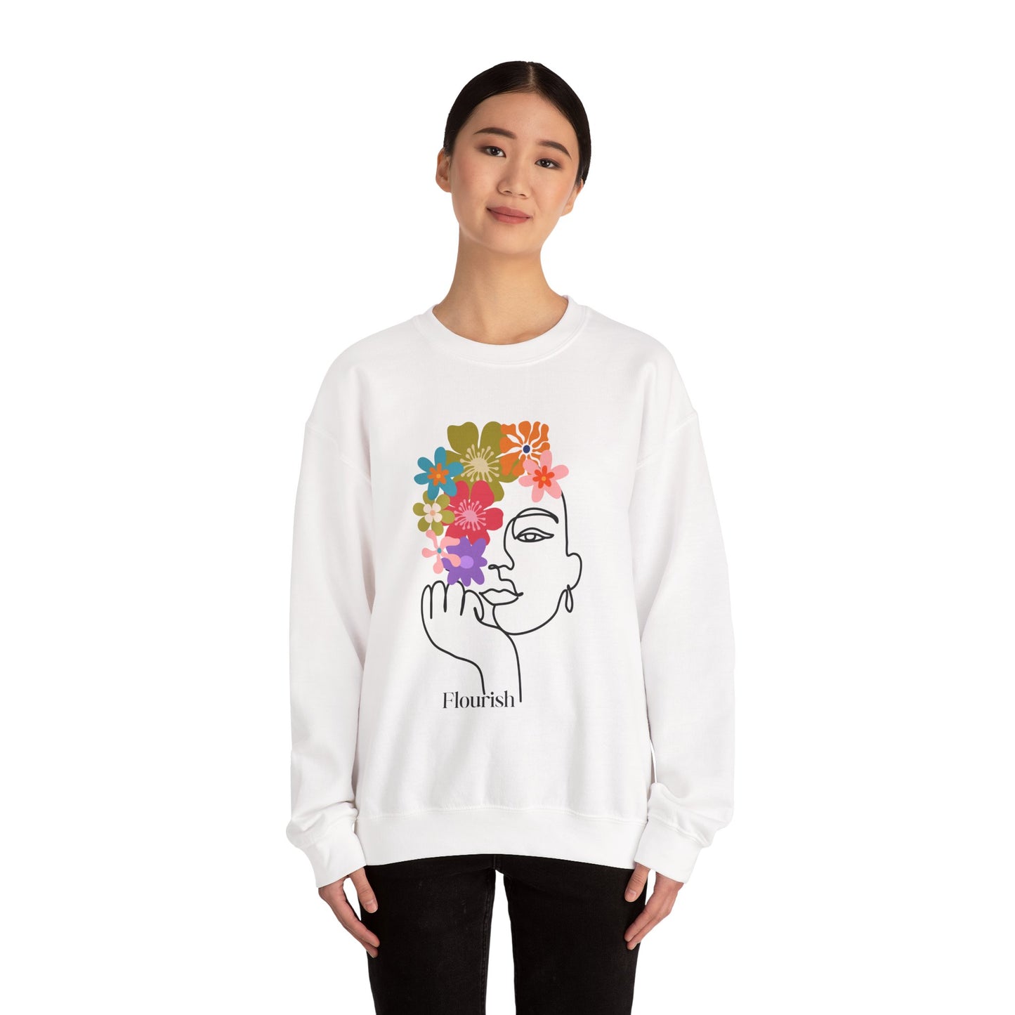 Flourish Floral Design Crewneck Sweatshirt