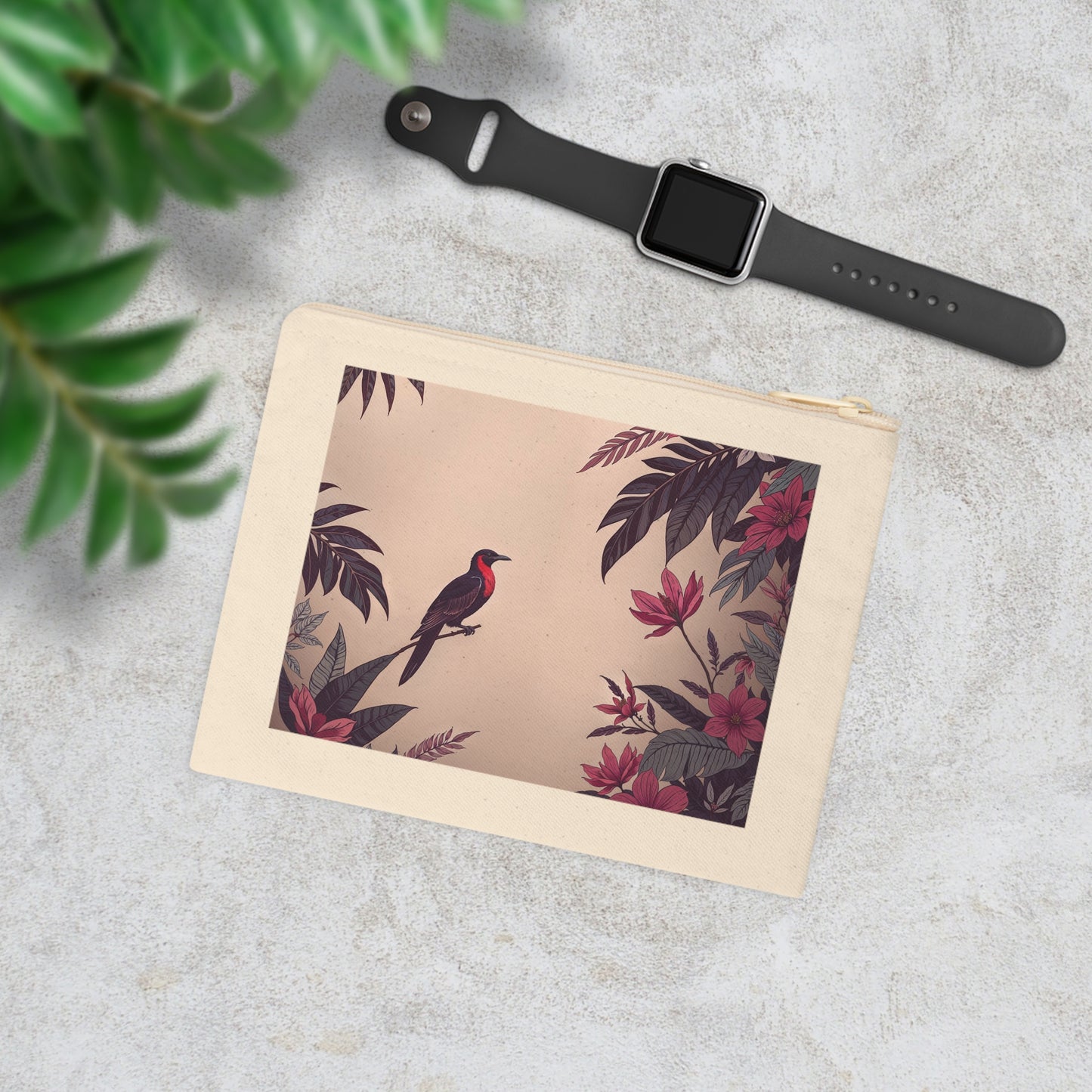 Tropical Bird Canvas Zipper Pouch