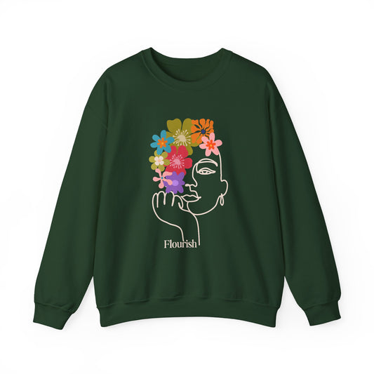Flourish Floral Design Unisex Crewneck Sweatshirt