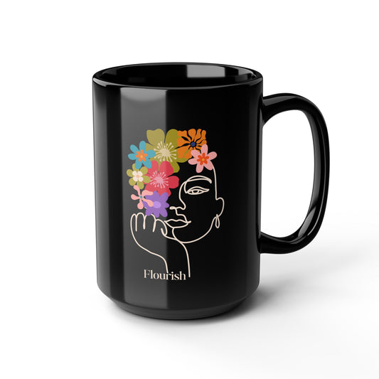 Flourish Floral Black 15oz Mug