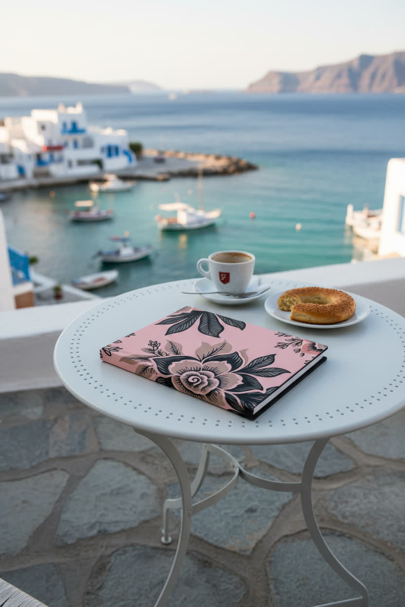 Closed journal and pen on a calm desk setting, representing mindful journaling and reflection