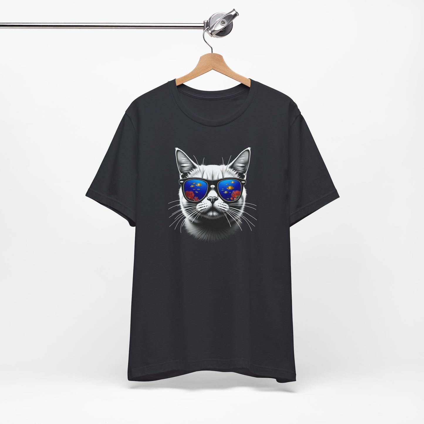 Cat with fish Sunglasses Unisex Tee