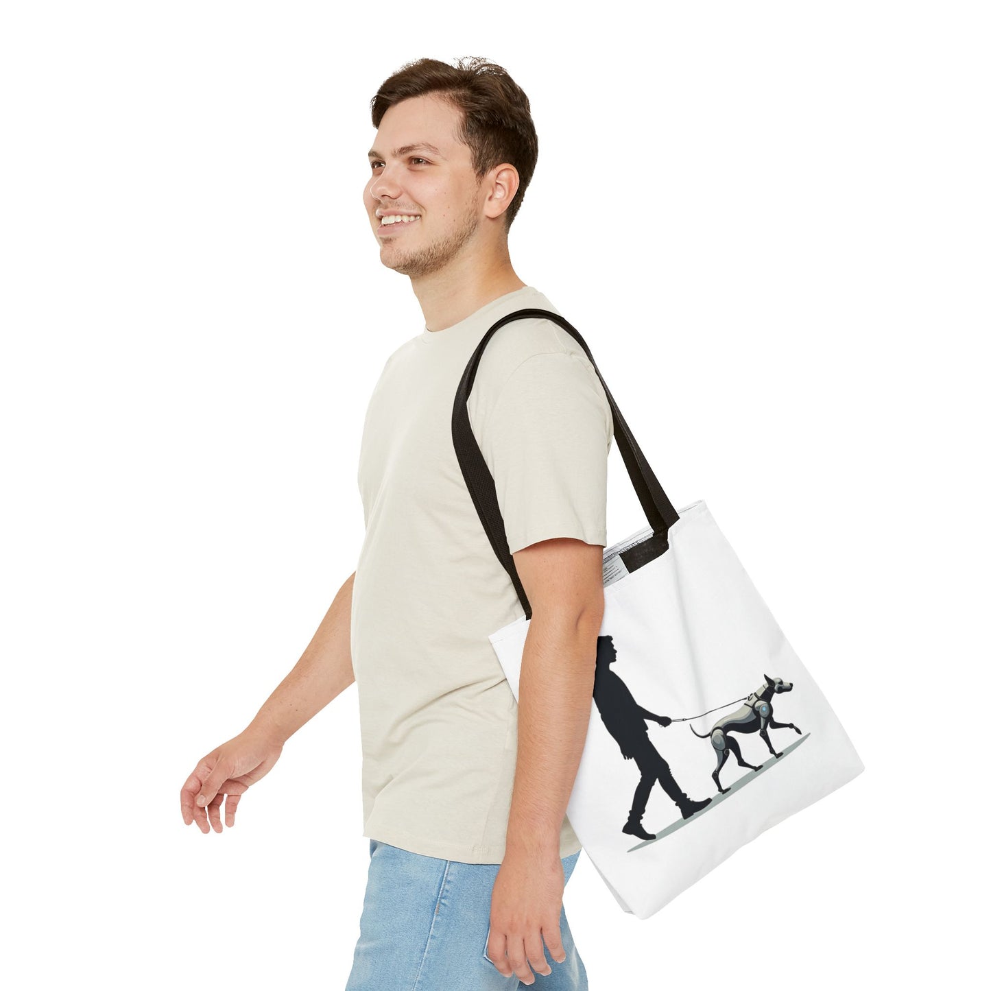 Robot Dog Walking Tote Bag