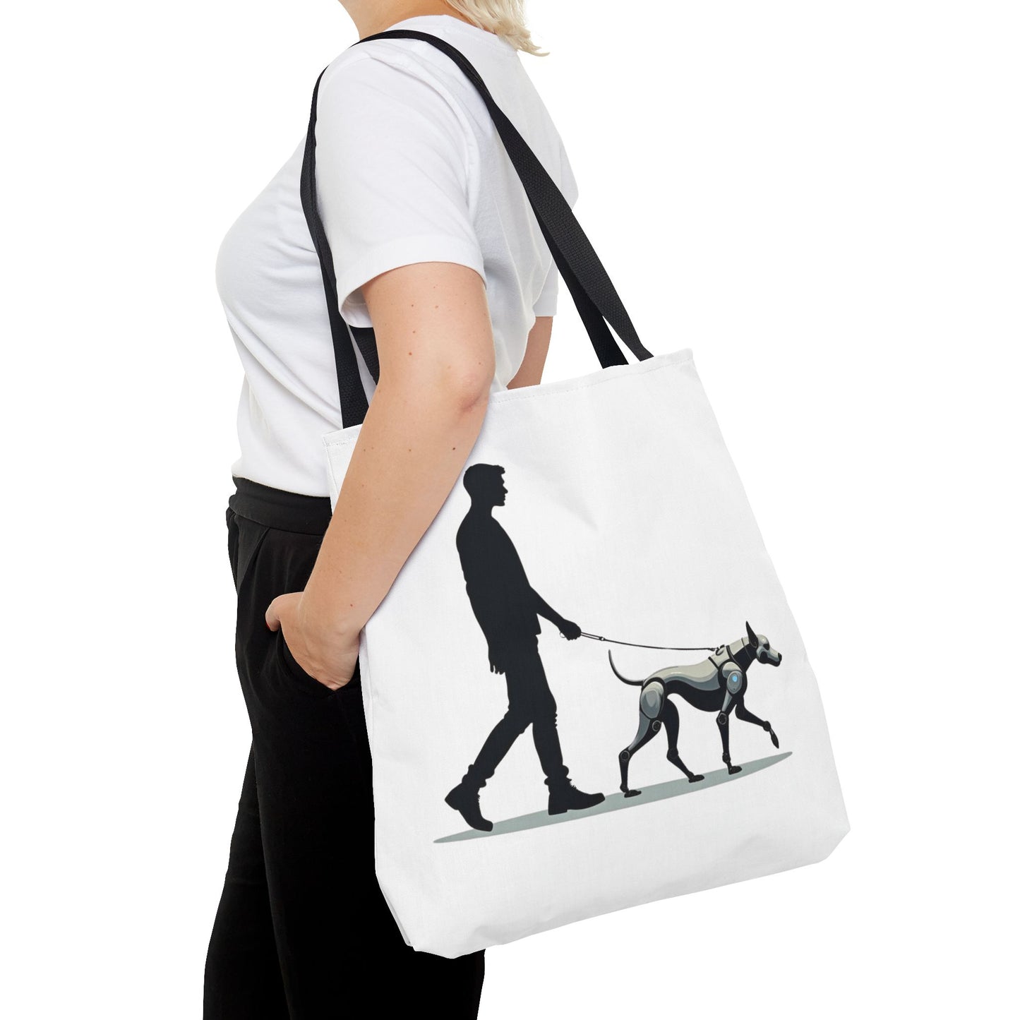 Robot Dog Walking Tote Bag