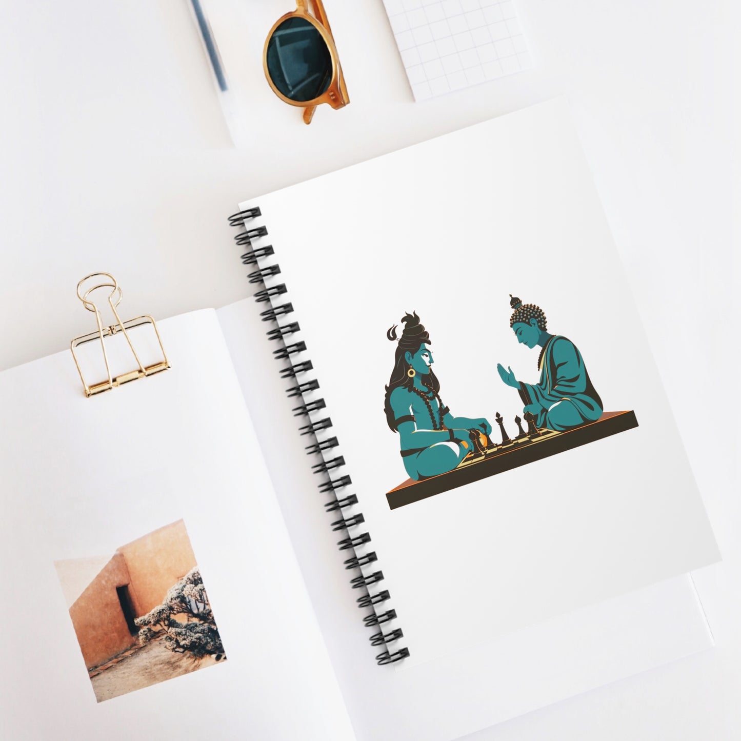 Shiva and Buddha Chess Spiral Notebook
