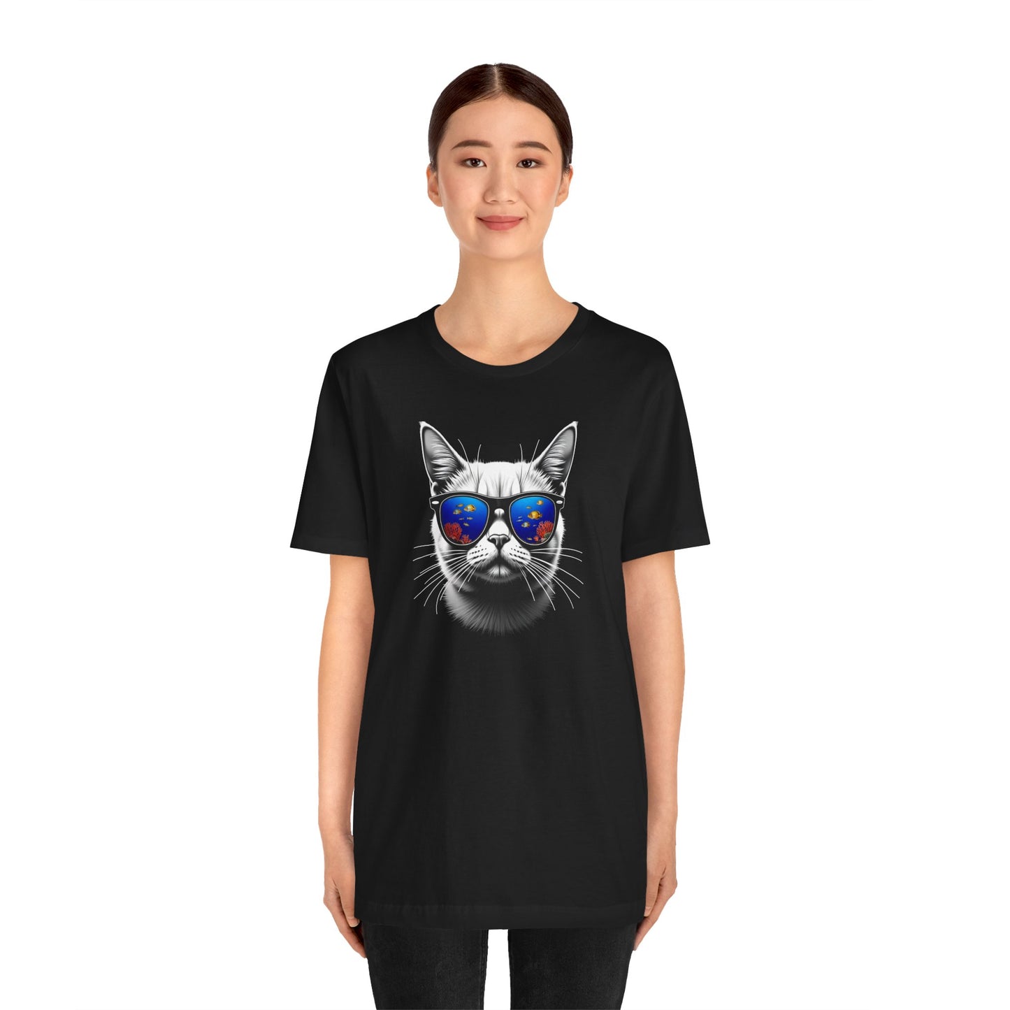 Cat with fish Sunglasses Unisex Tee