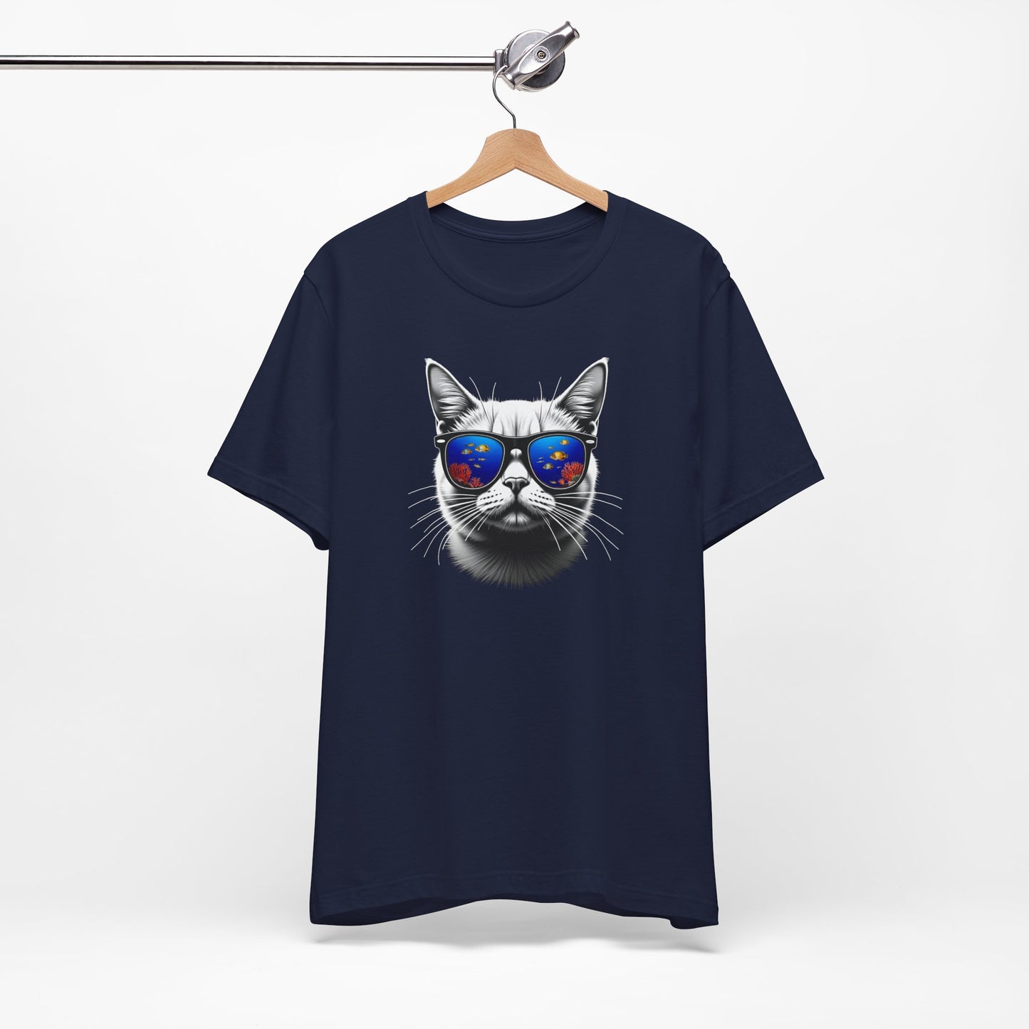 Cat with fish Sunglasses Unisex Tee