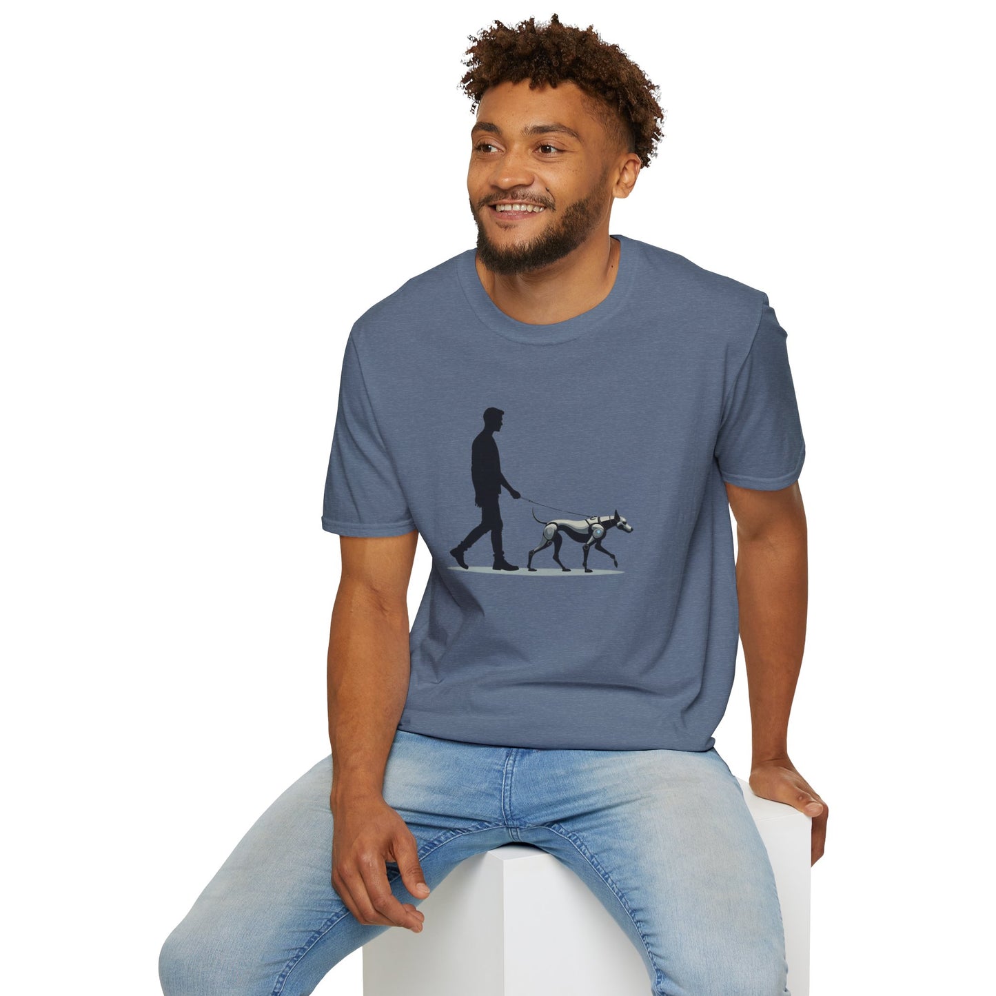 Robot Dog Walking Unisex Softstyle T-Shirt