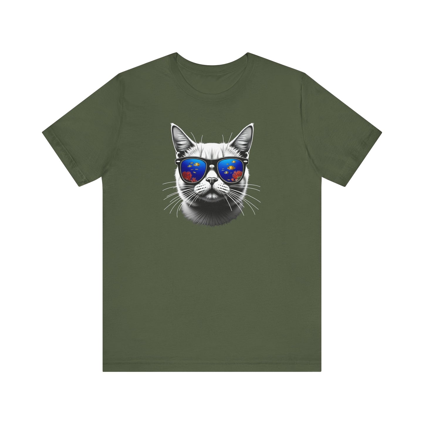 Cat with fish Sunglasses Unisex Tee