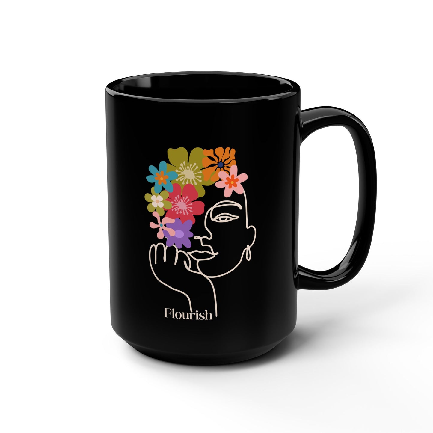 Flourish Floral Black 15oz Mug