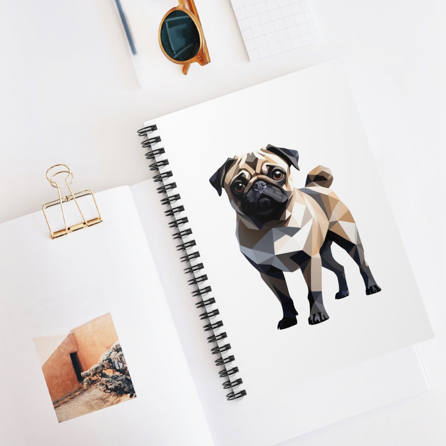 Geometric Pug Spiral Notebook