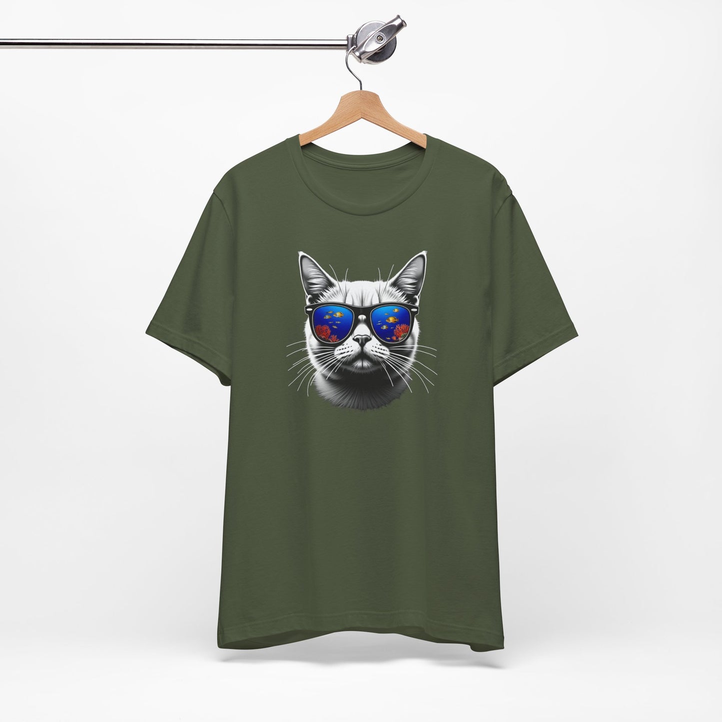 Cat with fish Sunglasses Unisex Tee