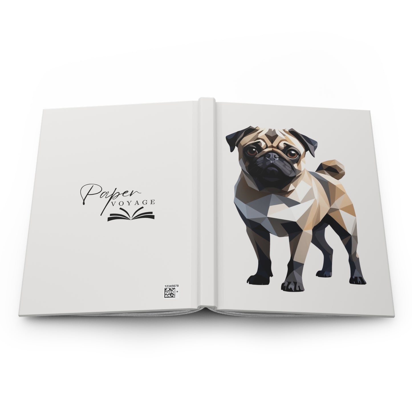 Geometric Pug Hardcover Journal