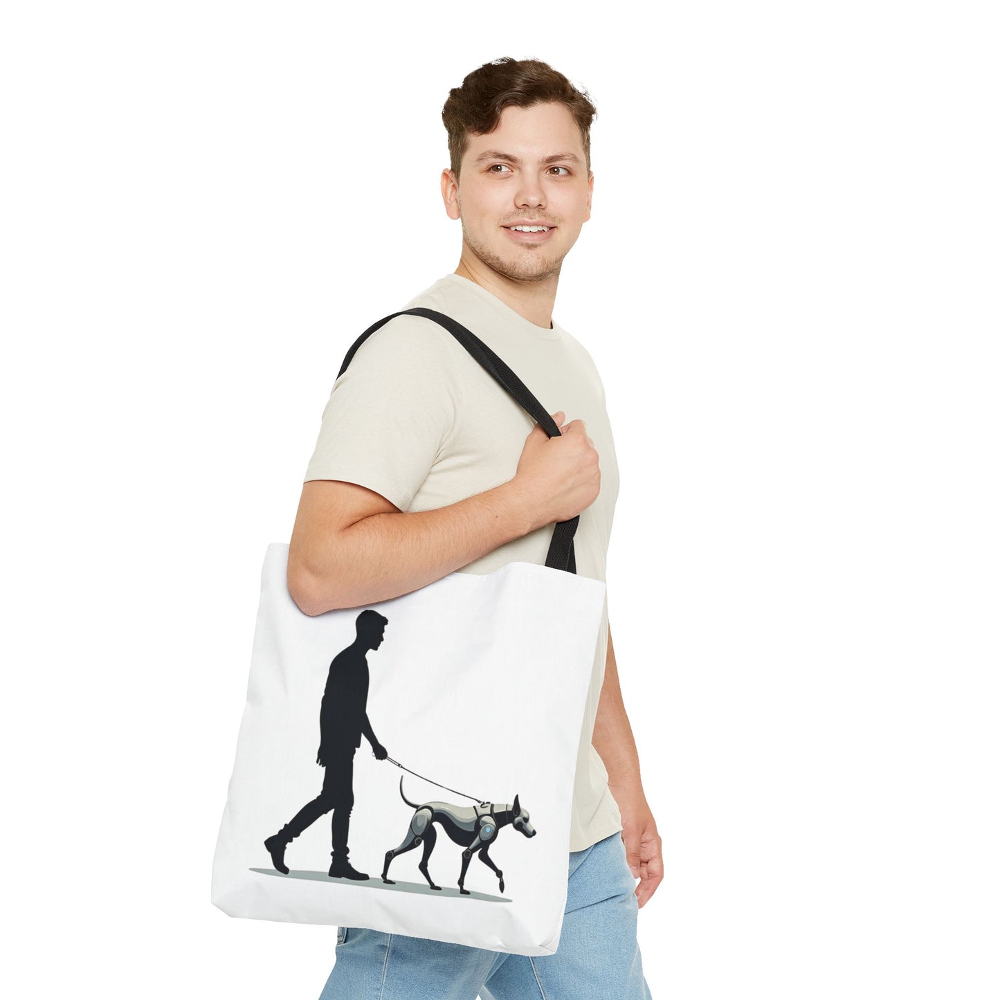 Robot Dog Walking Tote Bag