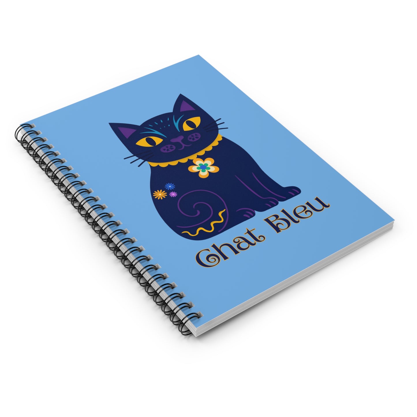 Chat Bleu Spiral Notebook