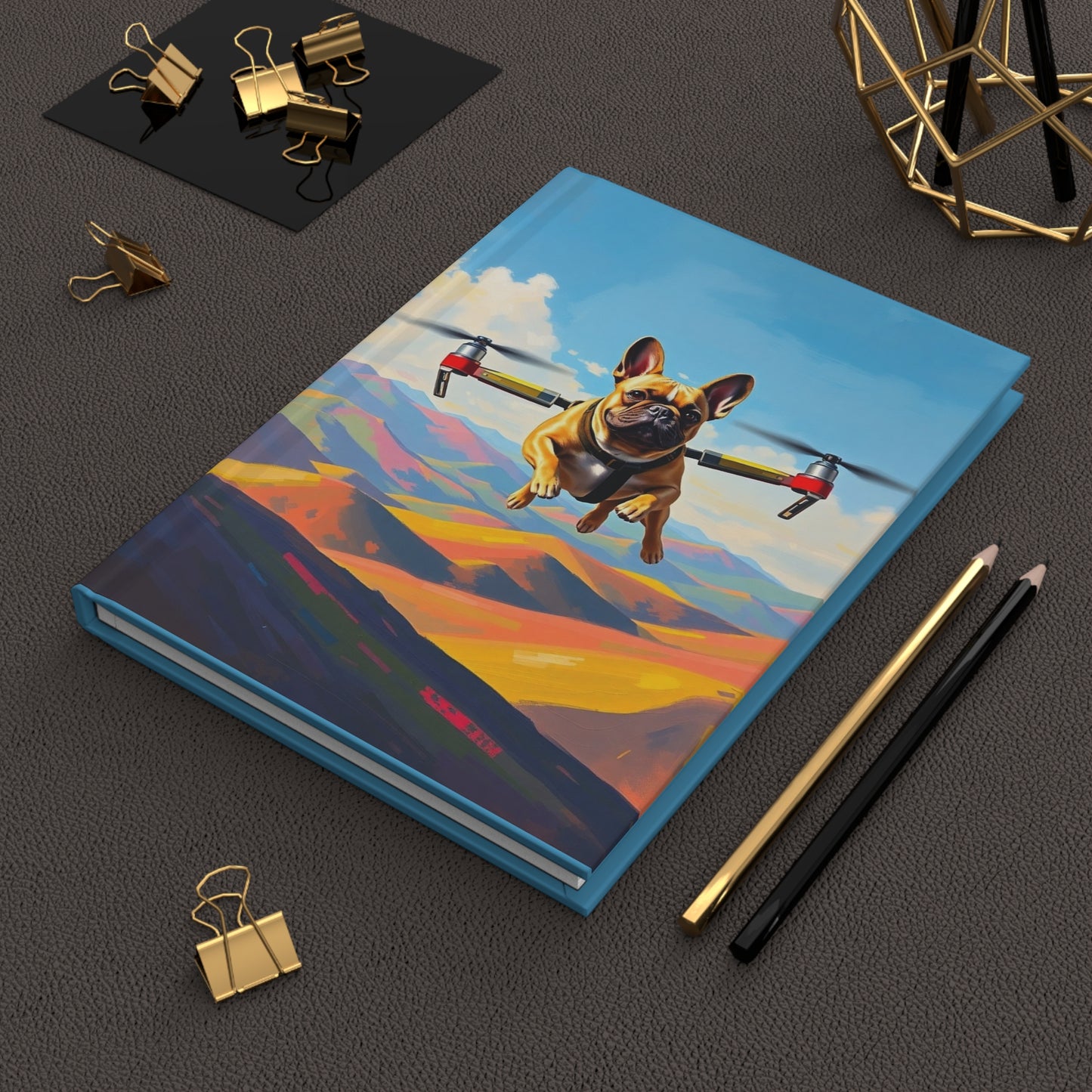 Flying Frenchie Hardcover Journal