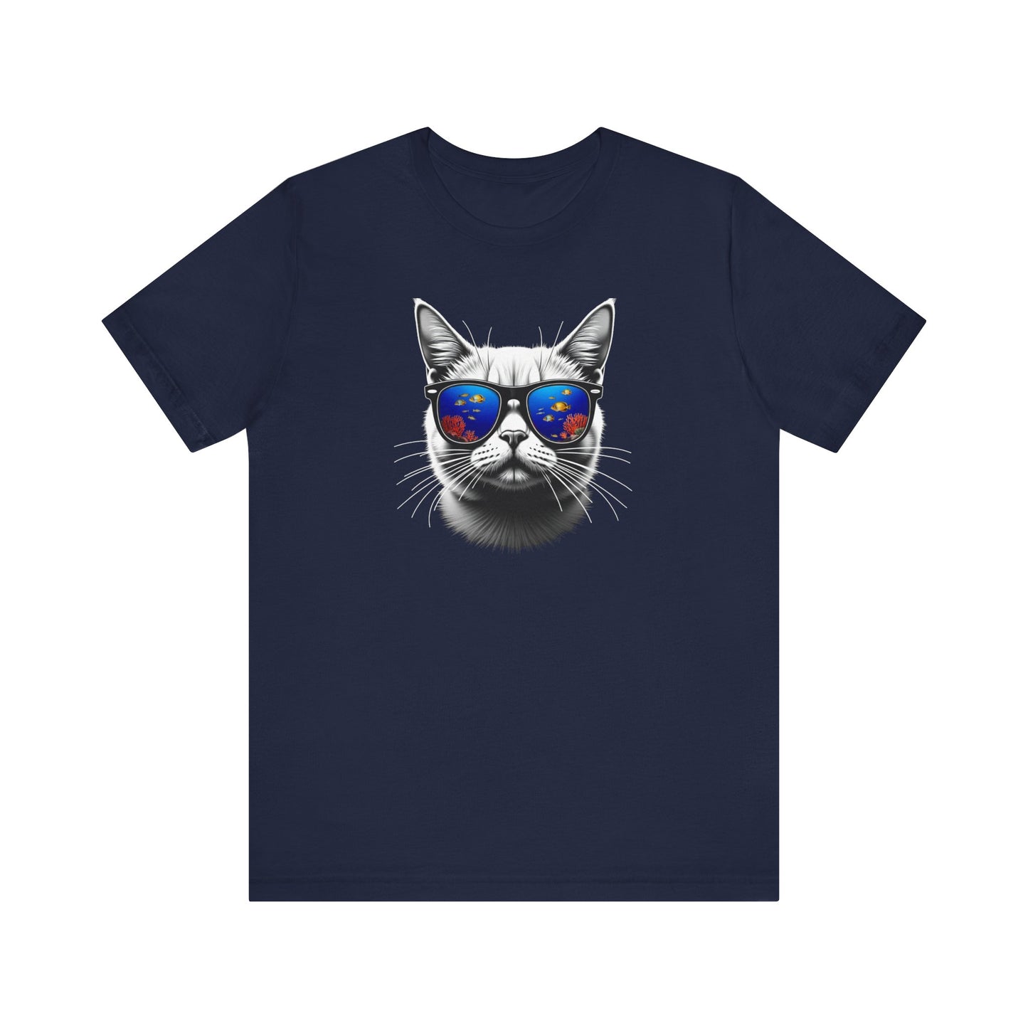 Cat with fish Sunglasses Unisex Tee