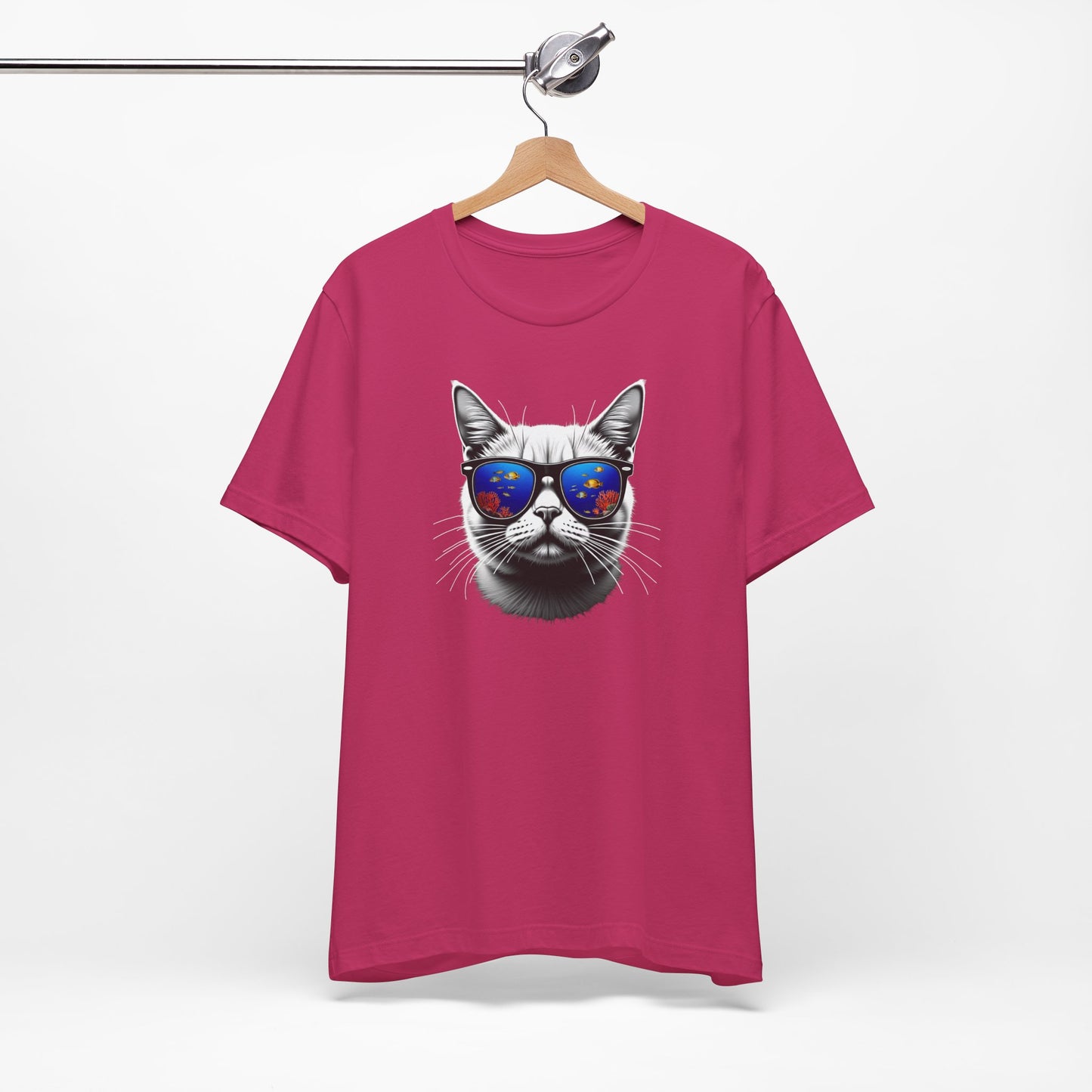 Cat with fish Sunglasses Unisex Tee