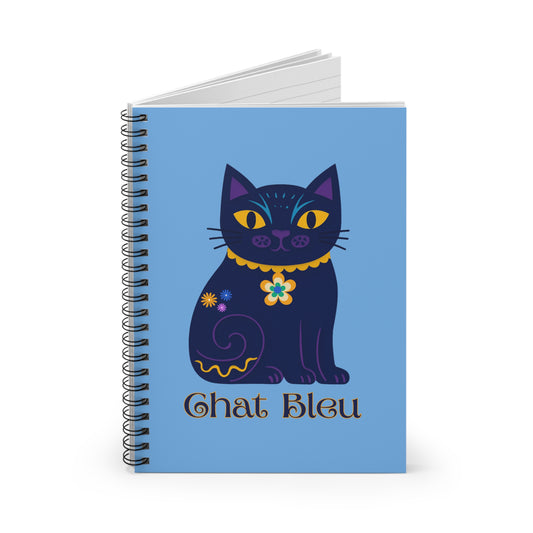 Chat Bleu Spiral Notebook