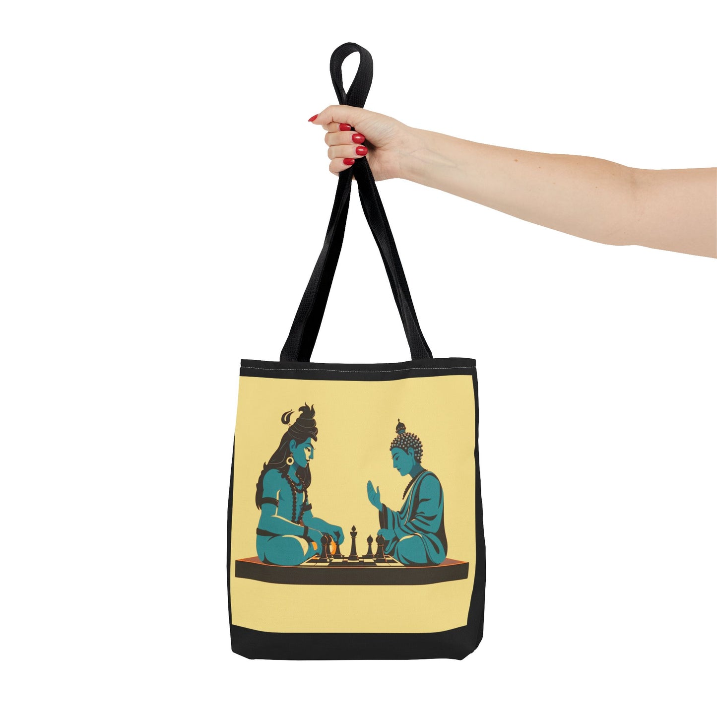 Shiva and Buddha play chess Tote Bag