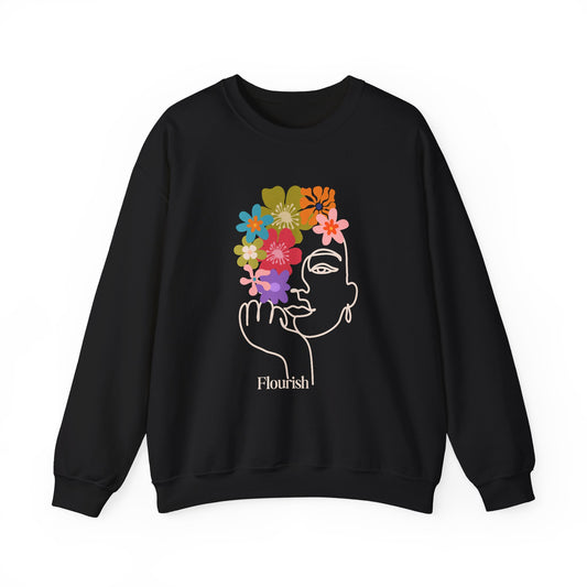 Flourish Floral Design Unisex Crewneck Sweatshirt