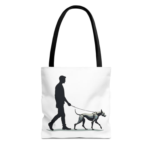 Robot Dog Walking Tote Bag