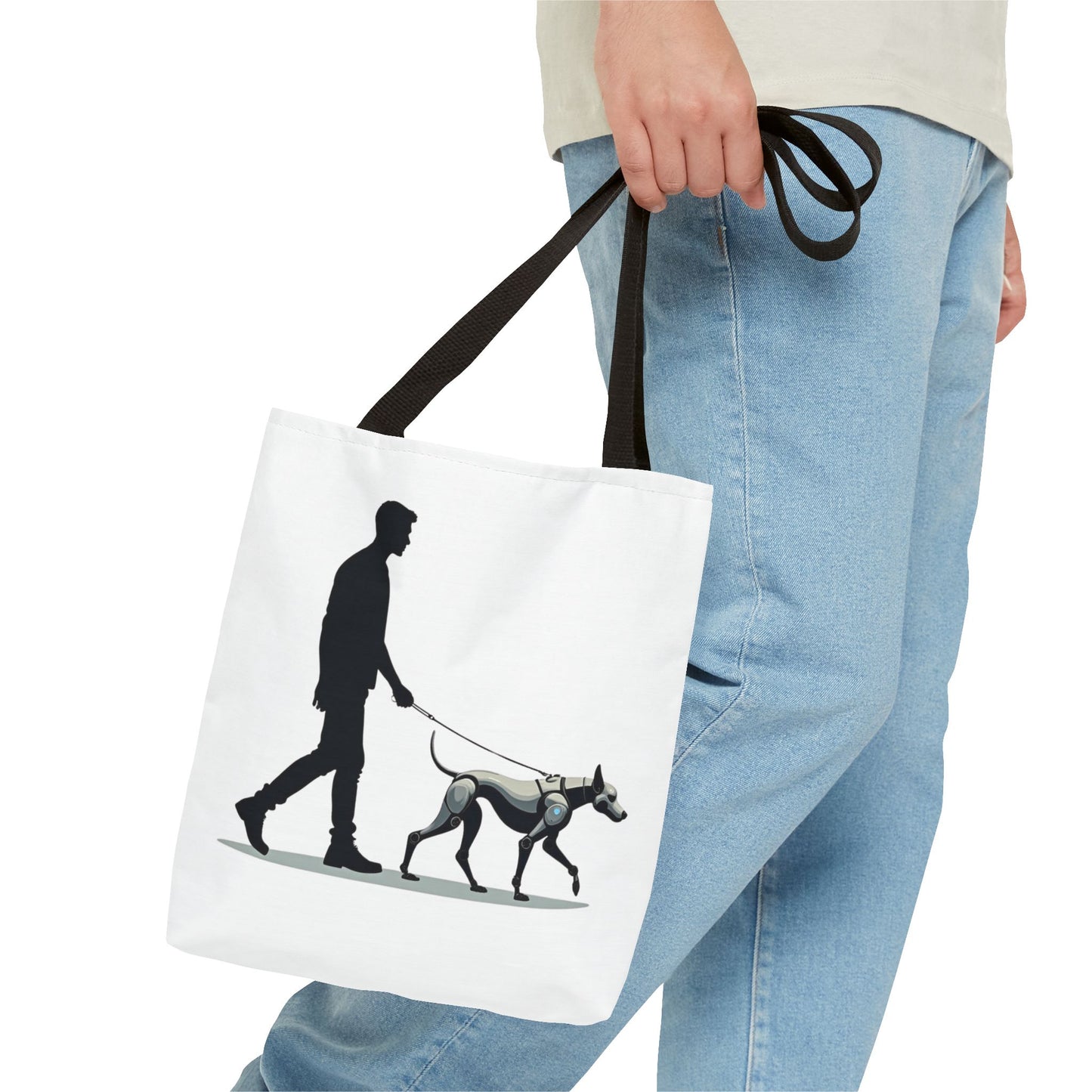 Robot Dog Walking Tote Bag
