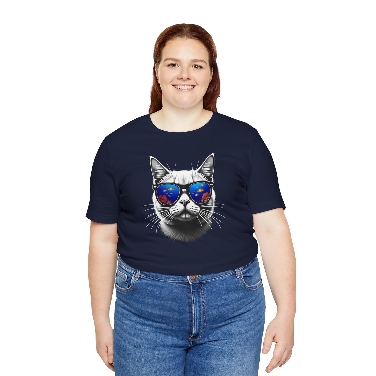 Cat with fish Sunglasses Unisex Tee