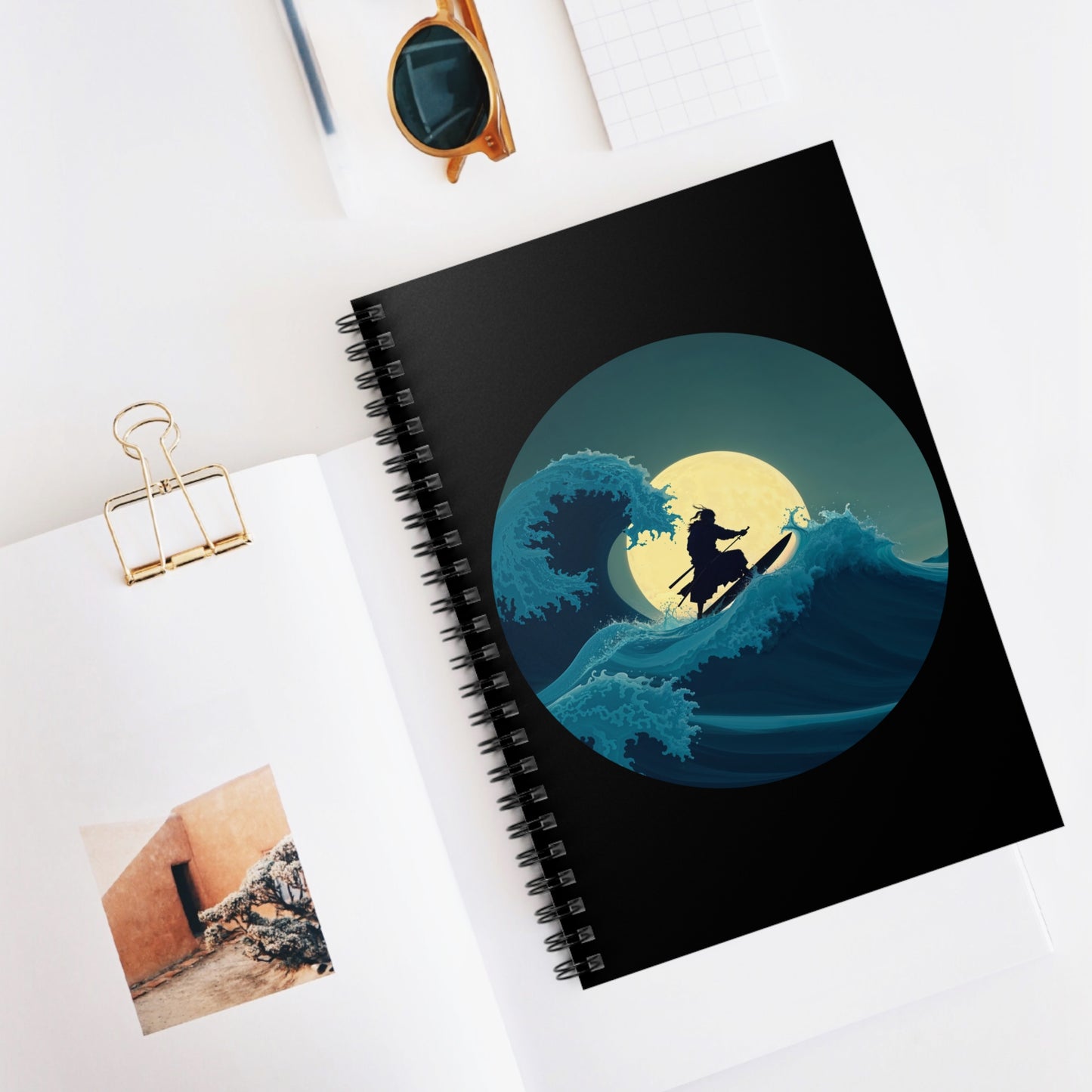 Surfing Samurai Spiral Notebook