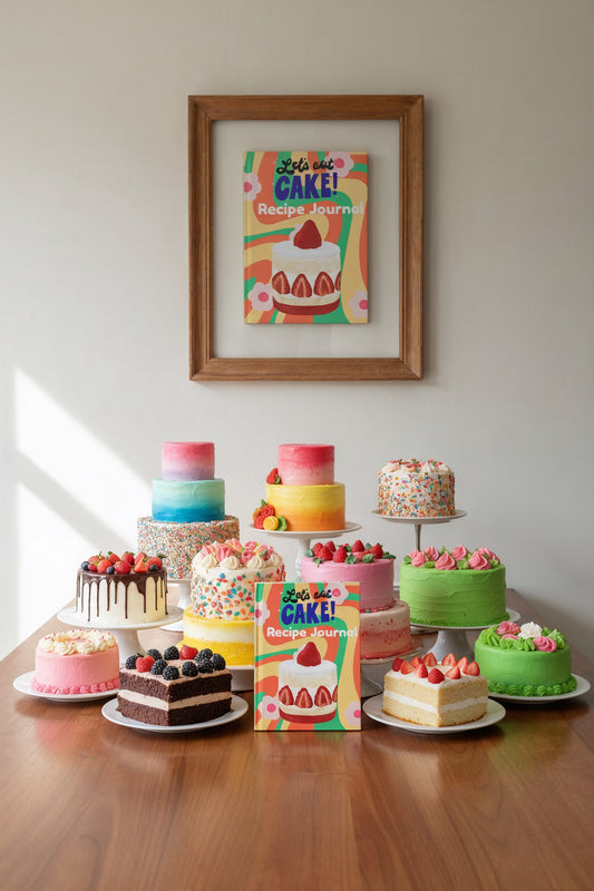 Let's Eat Cake Recipe Hardcover Journal
